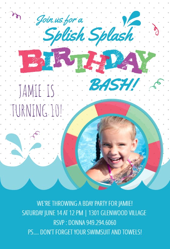 Splish Splash Pool Party Invitation Template Free Greetings Island 